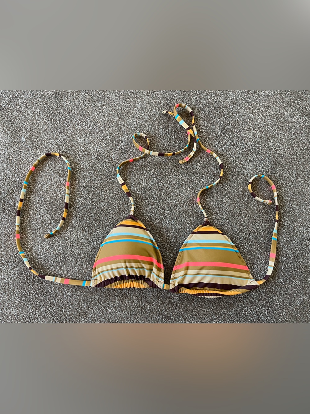 aerie NWT Striped Triangle Bikini Top - Yellow, Blue, Pink, Brown